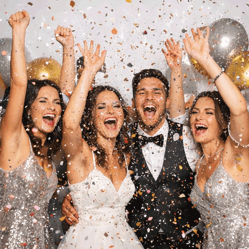 GIFVY — Hochzeitsgesellschaft feiert mit Konfetti